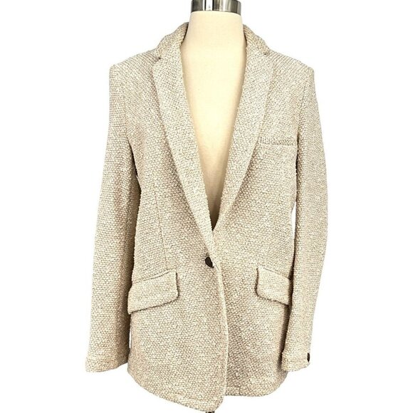 rag & bone Margot Tweed Blazer Size 4 Ivory Single Button Unlined Pockets - Picture 1 of 10